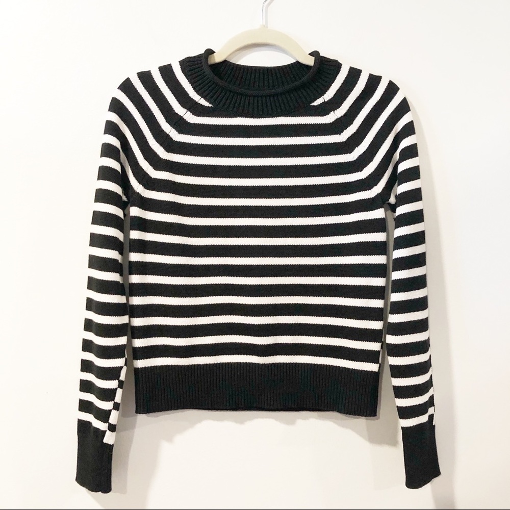 Banana Republic Black Stripe Cropped Sweater